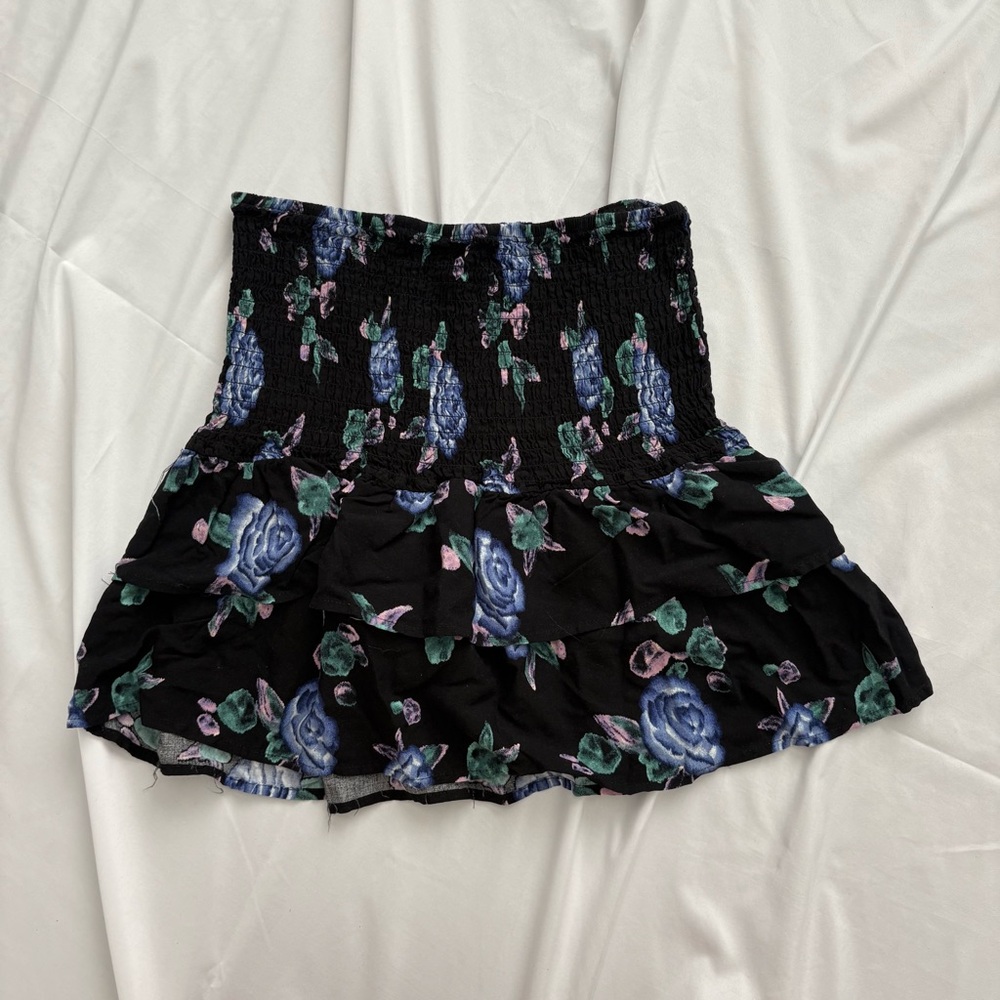 Y2K Wild Fable Black Floral Mini Skirt